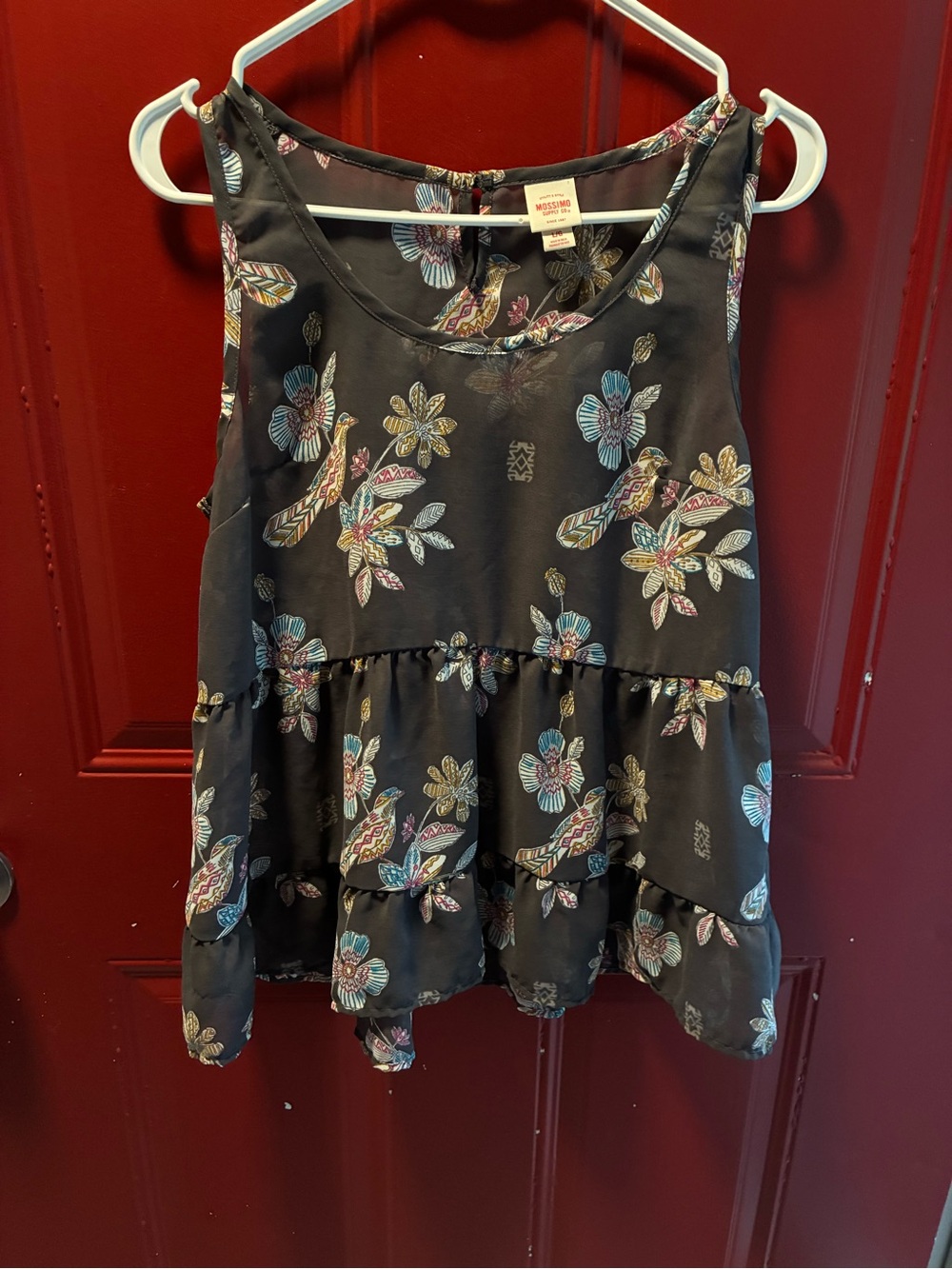 Floral Tiered gray Sleeveless Top - MOSSIMO SUPPLY CO.